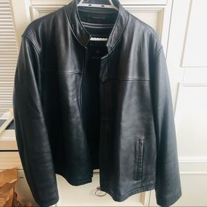 Warm cotton padded leather jacket